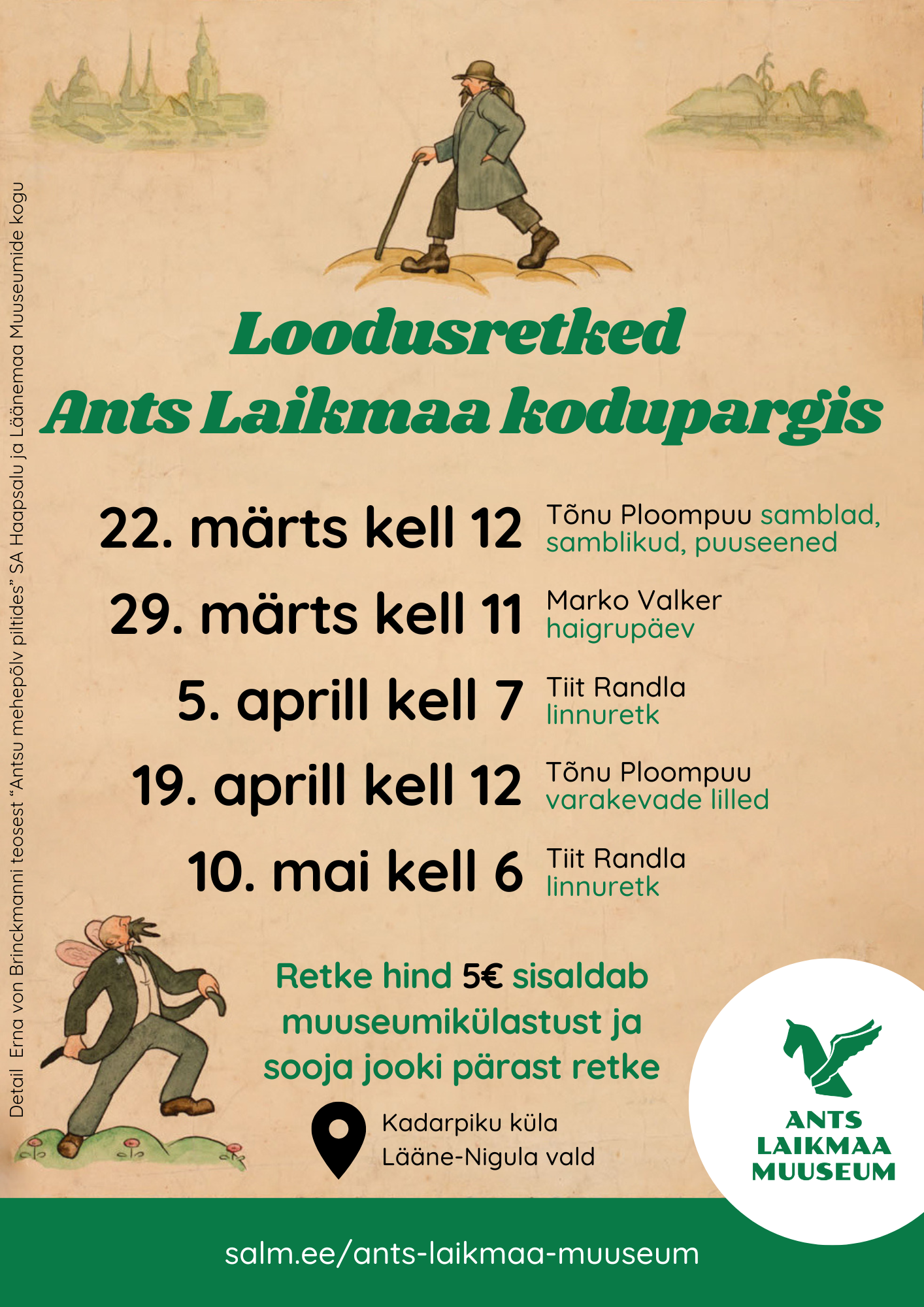 Kui Ants Laikmaa Kadarpiku külla 1917. aastal maatüki ostis, hakkas ta koos maja kavandamisega entusiastliku lustiga kujundama ka parki, mis on nüüd muuseumi ol